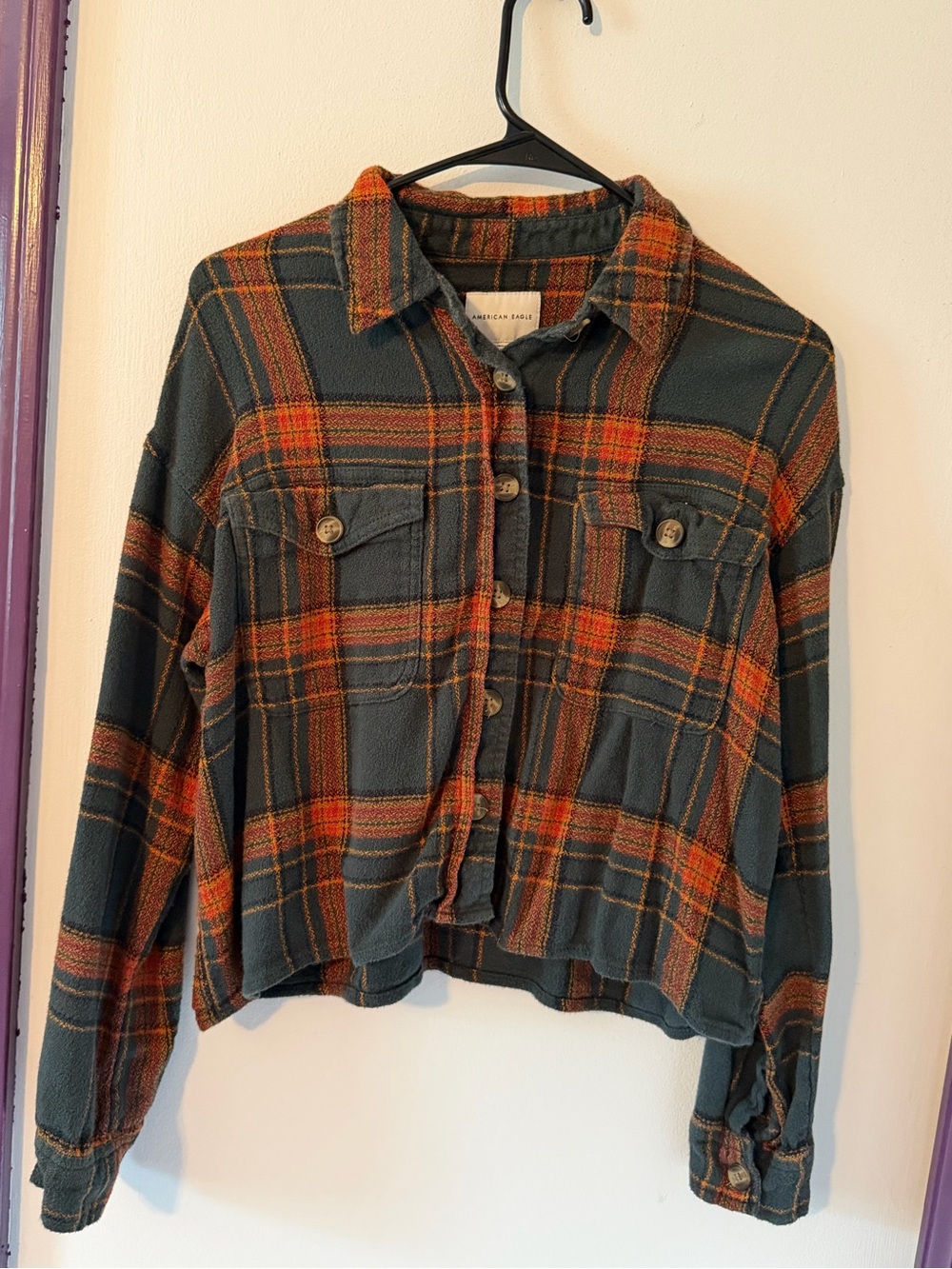 American Eagle Cropped Boyfriend Flannel